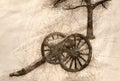 Sketch of an American Civil War Cannon and Nearby Tree Royalty Free Stock Photo