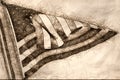 Sketch of an American Flag Flying High, Proud and Free