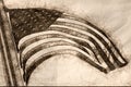 Sketch of an American Flag Flying High, Proud and Free