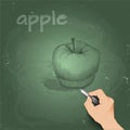 Sketch apple chalk on a blackboard 3d hand Royalty Free Stock Photo