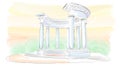 Sketch. Arbor with eight columns in the Doric style. Rotunda of Friendship of Peoples