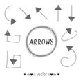 Sketch arrows vector set, Illustration EPS10 Royalty Free Stock Photo