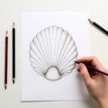 Artistic Shell Drawing: Minimalistic Symmetry With Detailed Character Illustrations