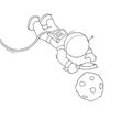 Sketch of astronaut with loupe.