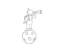 Sketch of astronaut with spyglass.