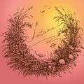 Sketch of autumn frame on colored background Royalty Free Stock Photo