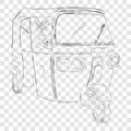 Sketch of bajaj, one of economic public transportation in india and indonesia at transparent effect background