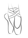 Sketch ballet pointe shoes.