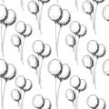 Sketch balloons pattern. Hand drawn seamless background with sketch stile air balloons.