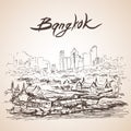 Sketch of Bangkok cityscape. Thailand.