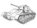 Sketch of battle tank from the Second World war