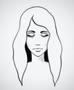 Sketch of a beautiful woman. Hand drawn vector