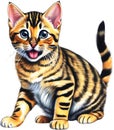 A sketch of a Bengal cat. AI-Generated.