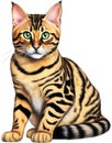 A sketch of a Bengal cat. AI-Generated. Royalty Free Stock Photo