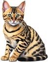 A sketch of a Bengal cat. AI-Generated. Royalty Free Stock Photo