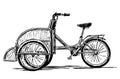 Sketch of bicycle cart for tourists strolls Royalty Free Stock Photo