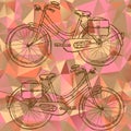 Sketch bicycle on triangles background