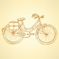 Sketch bicycle, vector vintage background