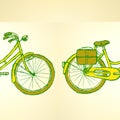 Sketch bicycle, vector vintage background