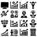 sketch Big set business icons. Vector Illustration can be used in education, bank and finance Royalty Free Stock Photo