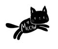 Sketch black cat vector illustration. Children\'s print and design Royalty Free Stock Photo