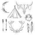 Sketch Boho Elements Set Royalty Free Stock Photo