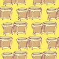 Sketch bongos musical instrument in vintage style