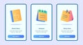 Sketch book notepad sticky note for mobile apps template banner page UI with three variations modern flat color style