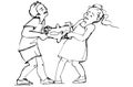 Sketch of boy and girl children are fighting over a toy Royalty Free Stock Photo