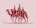 Sketch of Bridegroom sitting above the Camel during marriage Editable Outline Illustration