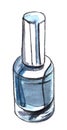 Sketch of bubble blue nail polish. Real watercolor. hand drawn