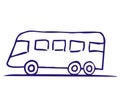 Sketch of bus, vector icon, blue contour Royalty Free Stock Photo