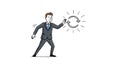 Sketch of businessman interacting with circular arrows denoting process refresh