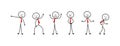 Sketch businessman, stick figure people, man isolated drawings, funny characters