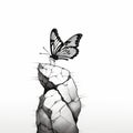 Perspective Rendering Of A Butterfly Perched On A Karst