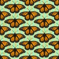 Sketch butterfly, vector vintage seamless pattern