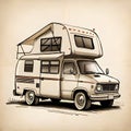 Sketch of Camper Van with Pop Up Roof.