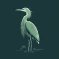 Minimalist Sketch Of A Heron Before A Cloud In Best Quality 8k
