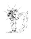 Sketch of cartoon Baba Yaga Royalty Free Stock Photo