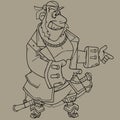 Sketch cartoon character of a joyful pirate showing gesture