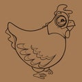 Sketch of a cartoon plump chicken with big eyes