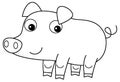 sketch cartoon scene with happy farm ranch pig animal domestic smiling illustration for children