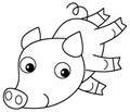 sketch cartoon scene with happy farm ranch pig animal domestic smiling illustration for children