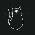 Sketch cat on black background