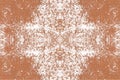 Sketch for ceramic tiles. Oriental white symmetrical pattern on a orange background. Seamless