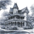 Sketch of a charming Victorian mansion