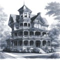 Sketch of a charming Victorian mansion