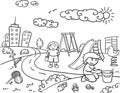 Sketch Children Active Outdoor Recreation Concept
