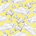 Sketch with children`s cars dSketch with children`s cars drawn with gel rawn with gel pen seamless pattern on a yellow background.