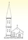 Sketch of church and spire